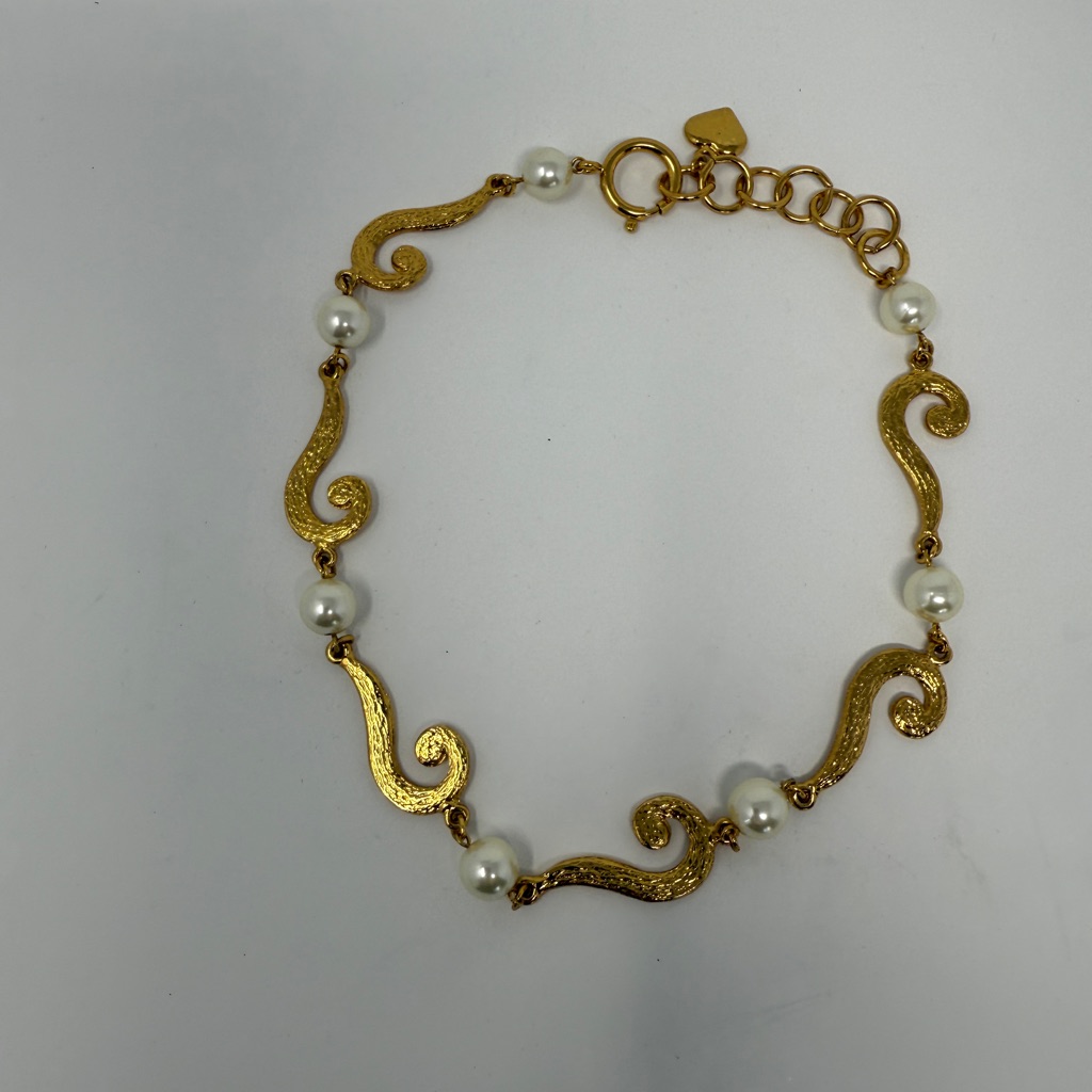 Moschino Gold And White Necklace With Question Mark Design